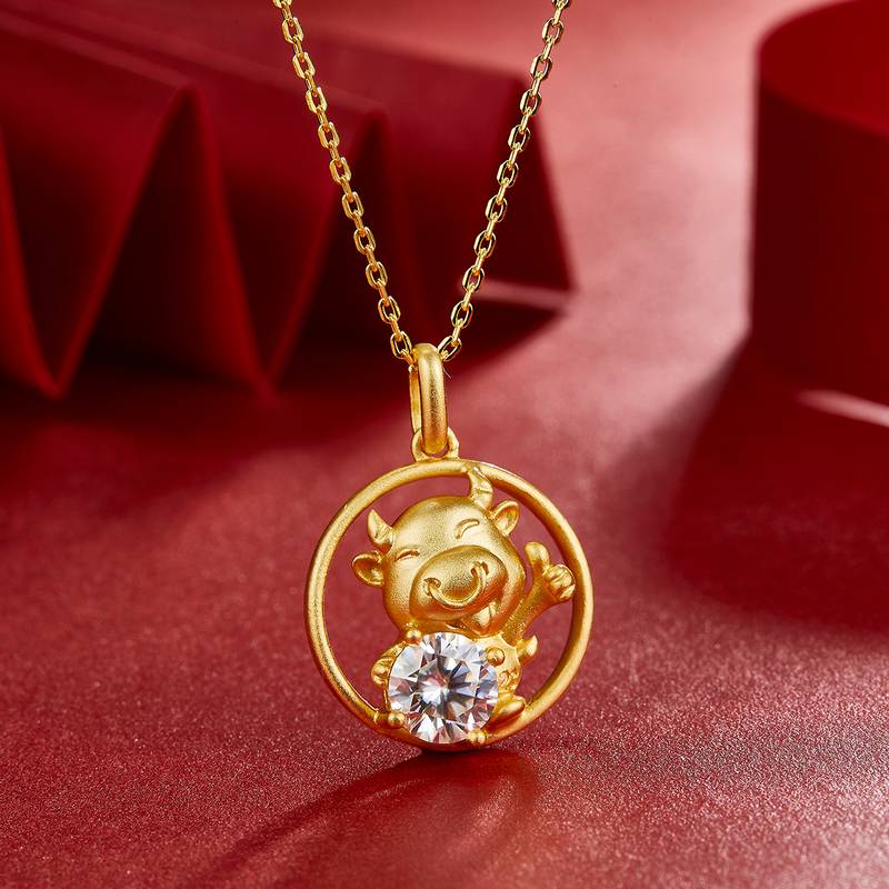 Ox Moissanite Diamond Necklace 1.0 Carat from the Chinese Zodiac Series